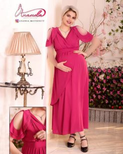 لباس بارداری خانگی - لباس حاملگی خانگی مدل نیکا رنگ سرخابی