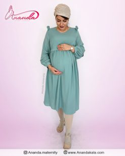 لباس بارداری نخی ، لباس حاملگی نخی مدل پروانه سبز