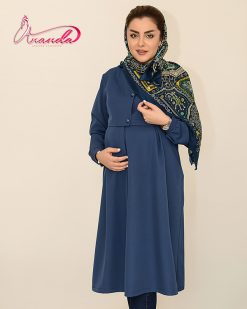 کت-سارافون-بارداری-ساتین-آبی-درباری