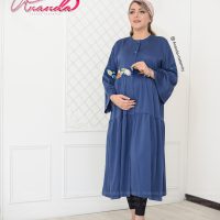 مانتو بارداری - مانتوی حاملگی مدل گلشید رنگ آبی درباری
