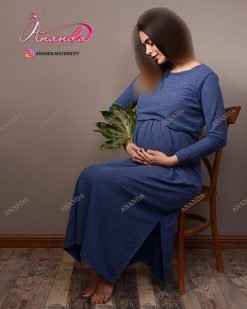 پیراهن-بارداری-گلبهار-آبی