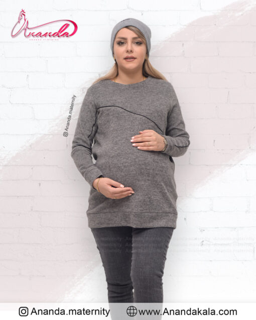 تونیک بارداری - لباس بارداری - تونیک حاملگی مدل طنین رنگ طوسی