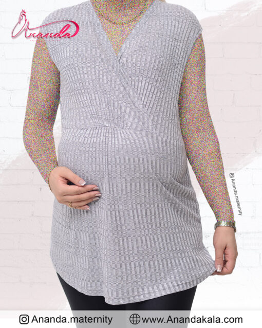 لباس بارداری خانگی - لباس حاملگی خانگی مدل پونا رنگ طوسی