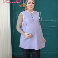لباس بارداری خانگی - لباس حاملگی خانکی مدل ویدا رنگ آبی