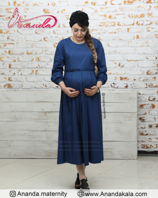لباس مجلسی حاملگی ، لباس مجلسی بارداری مدل ملورا رنگ سرمه ای